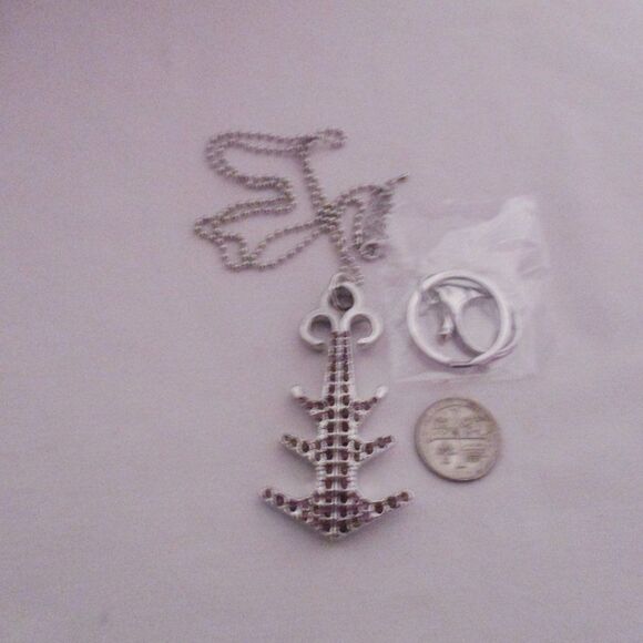 Austrian Crystal Enameled Anchor Convertible Pendant Necklace 24-26 In Purple - Picture 5 of 6